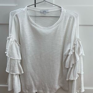 White cotton top with layered sleeves